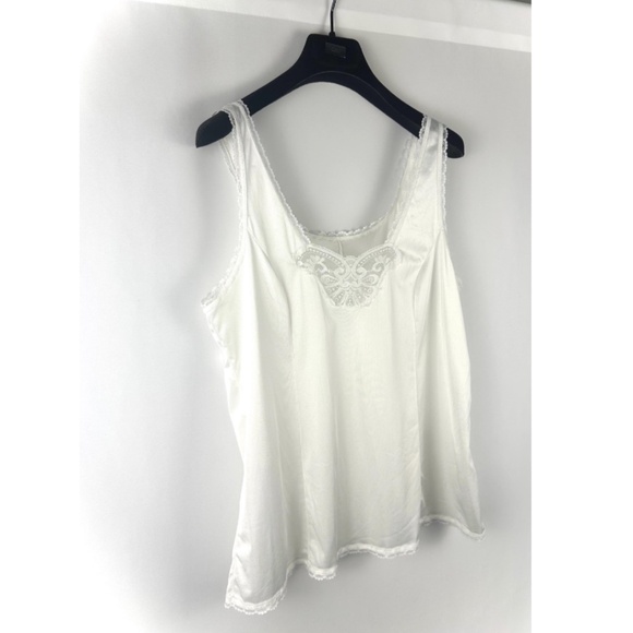 Vintage 1980’s ‘Tradition by Sears’ Nylon Satin Camisole Slip Top in White - M - Picture 2 of 10